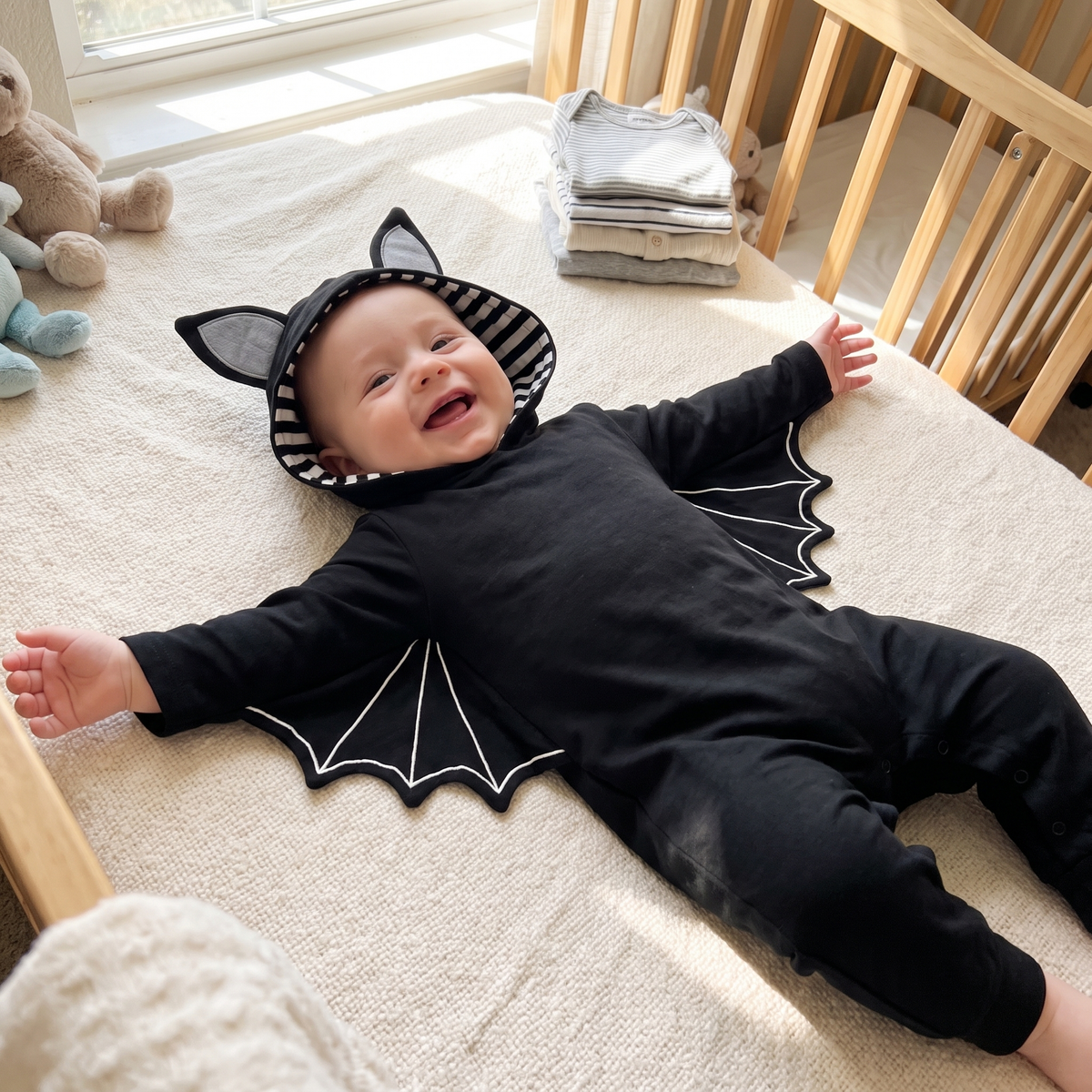 Baby Halloween Bat Romper with Wings