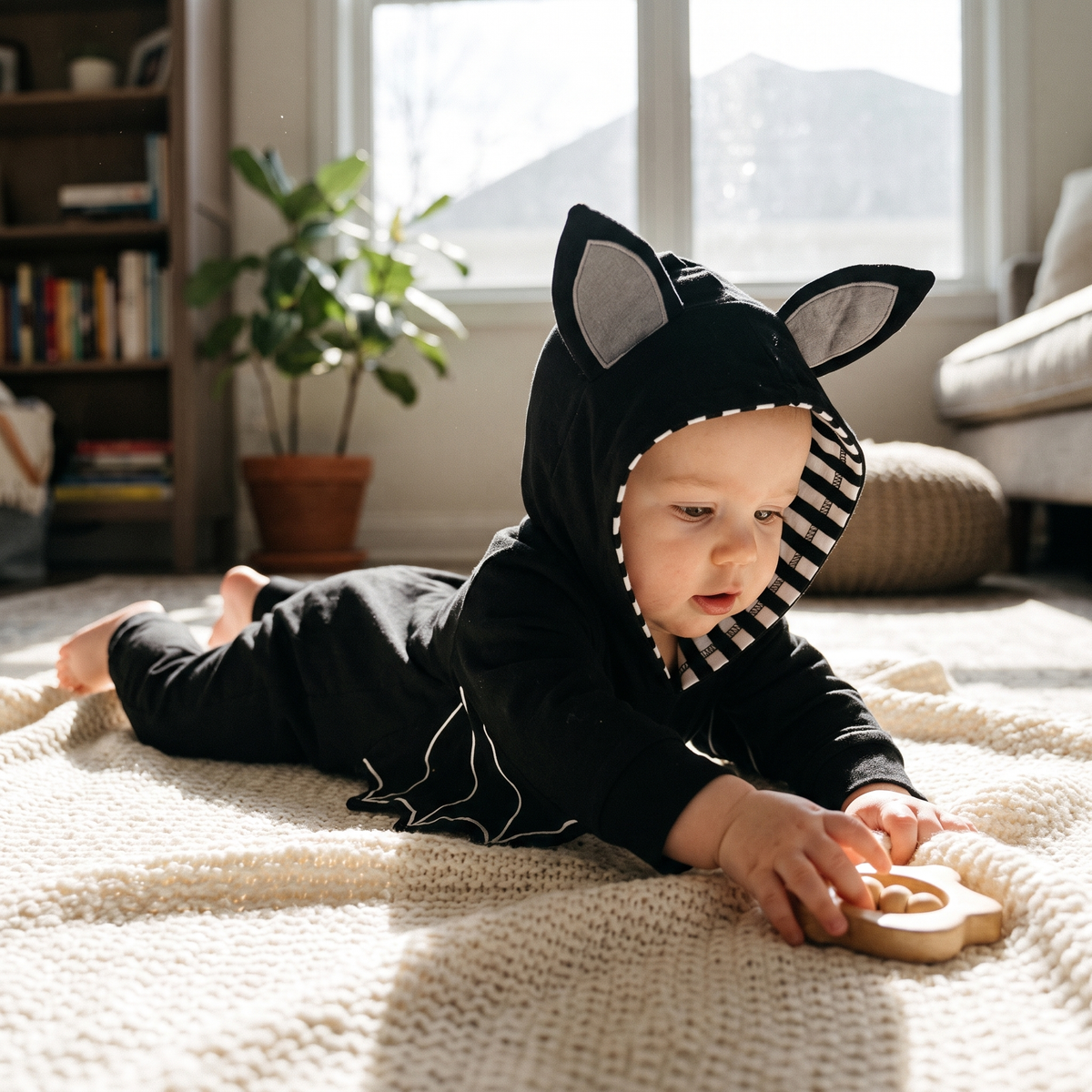Baby Halloween Bat Romper with Wings