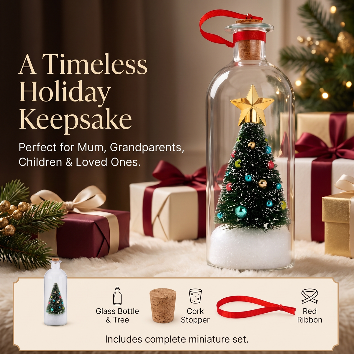Recordable Christmas Message Keepsake in Glass Bottle