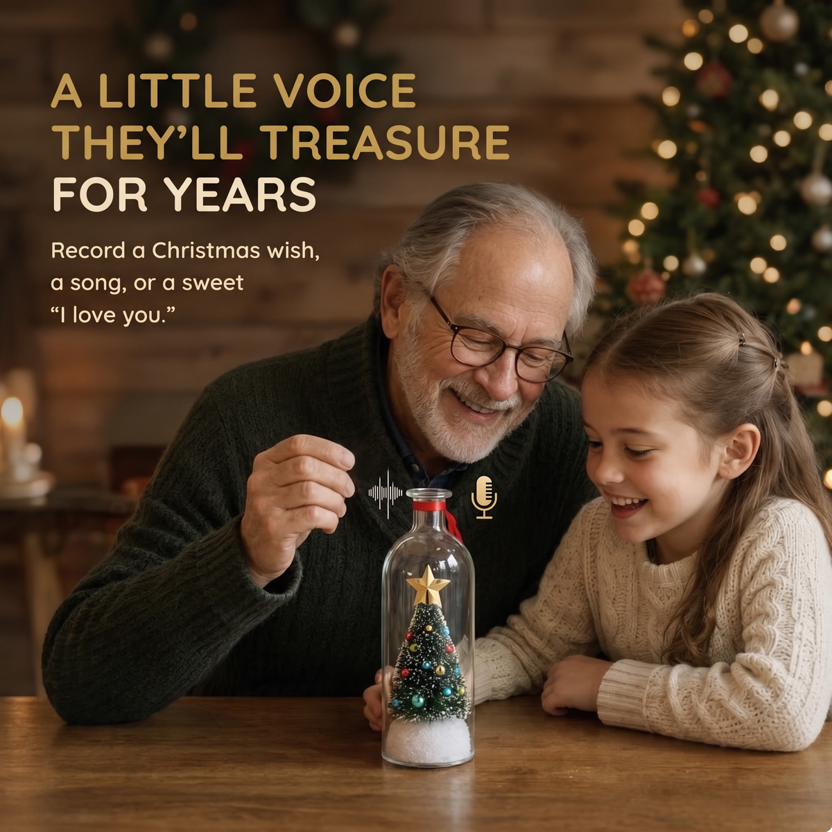 Recordable Christmas Message Keepsake in Glass Bottle