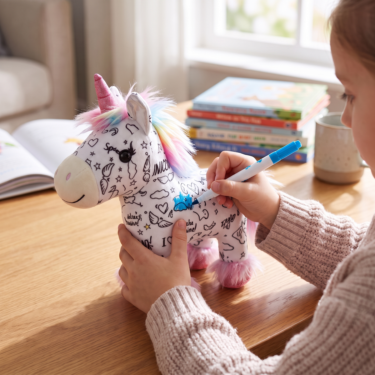 Colour Your Own Unicorn Plush with 12 Markers