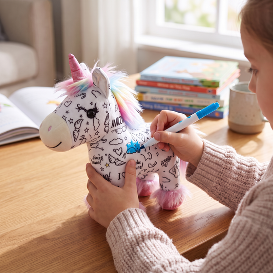 Colour Your Own Unicorn Plush with 12 Markers