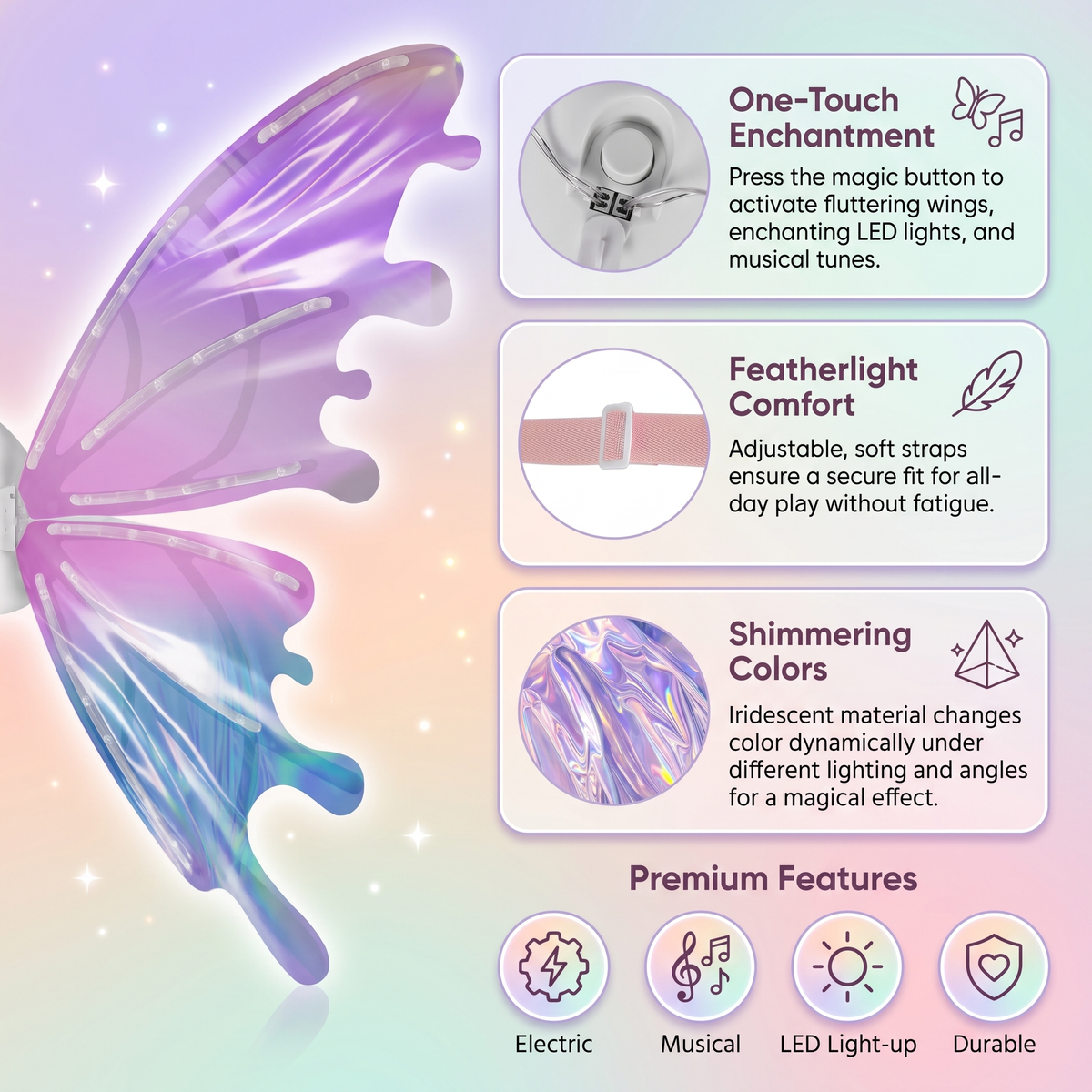 Magical Moving Fairy Wings with Lights & Music