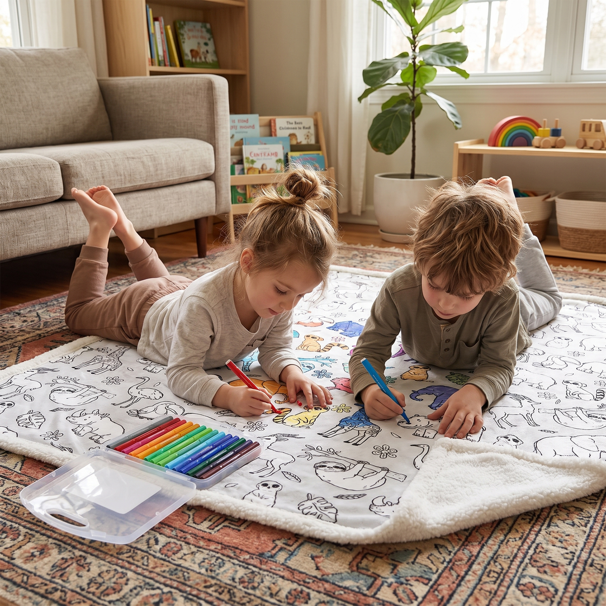 Colour Your Own Double Layer Sherpa Blanket
