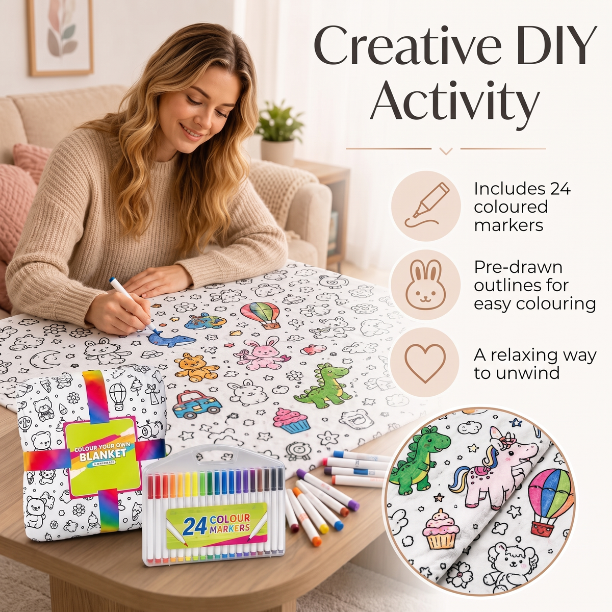 Colour Your Own Double Layer Sherpa Blanket