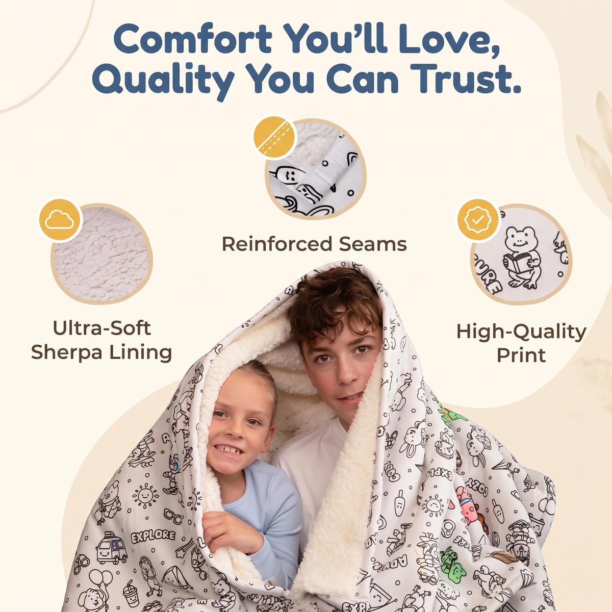 Colour Your Own Double Layer Sherpa Blanket
