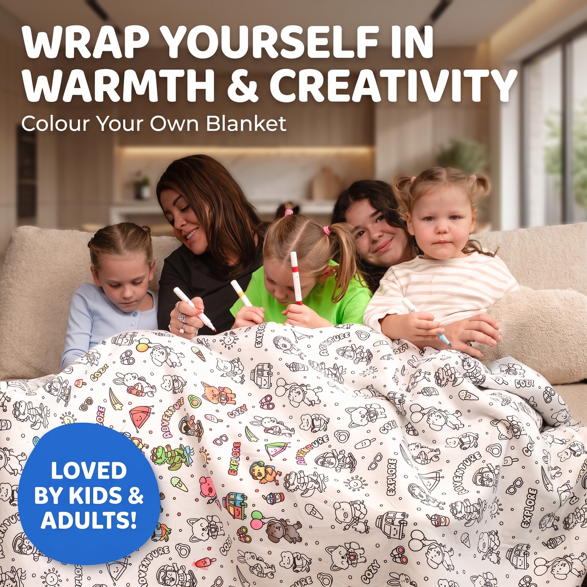 Colour Your Own Double Layer Sherpa Blanket