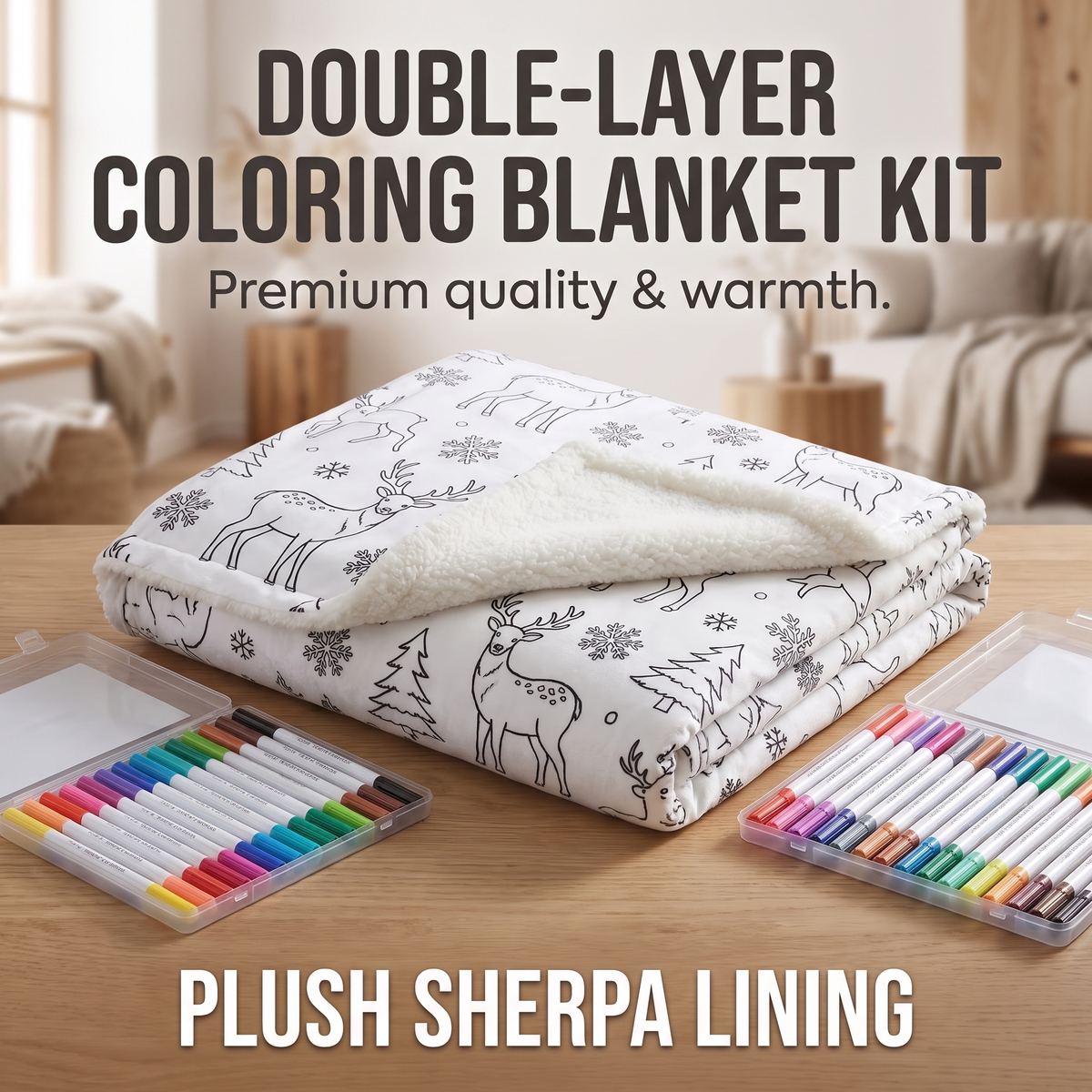 Colour Your Own Double Layer Sherpa Blanket