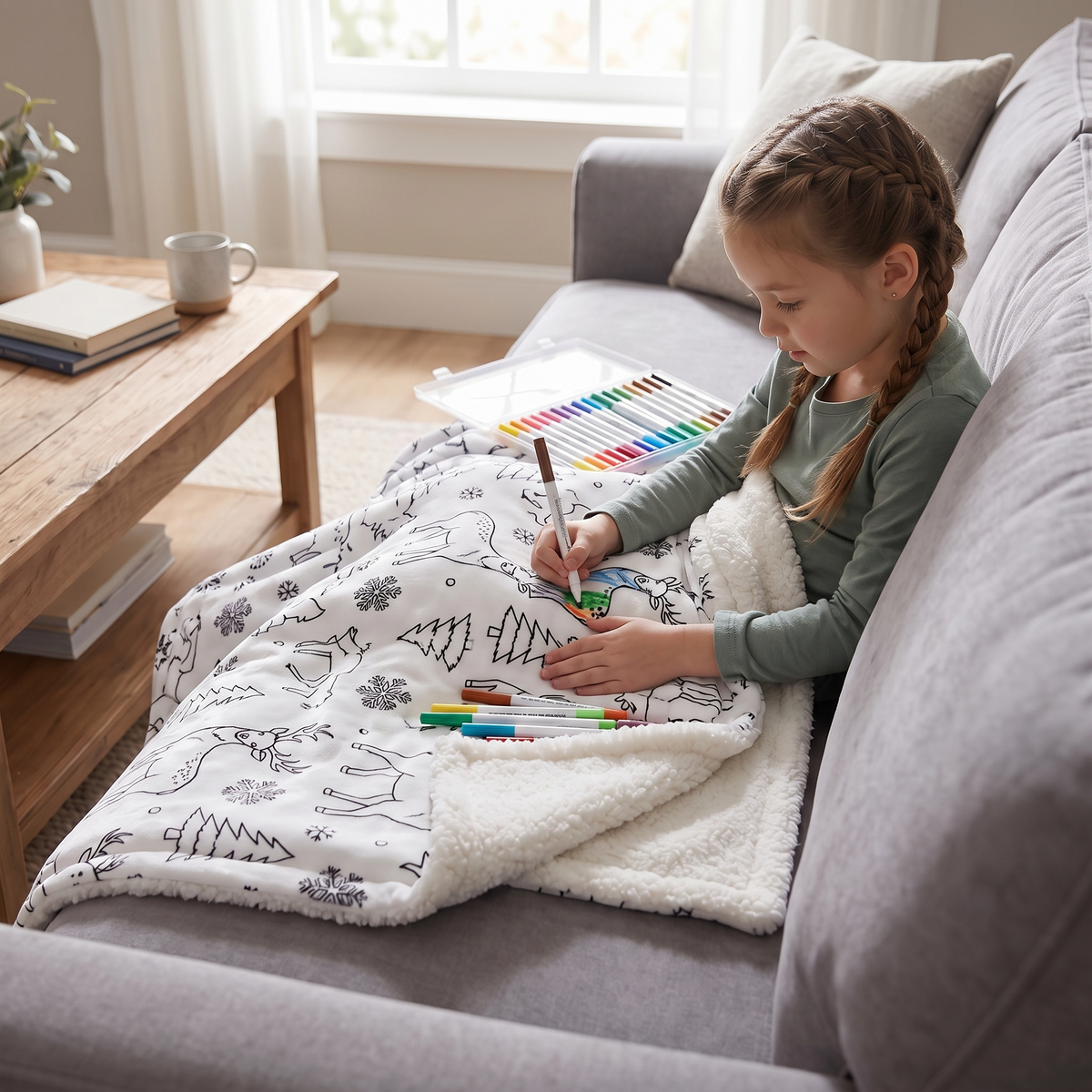 Colour Your Own Double Layer Sherpa Blanket