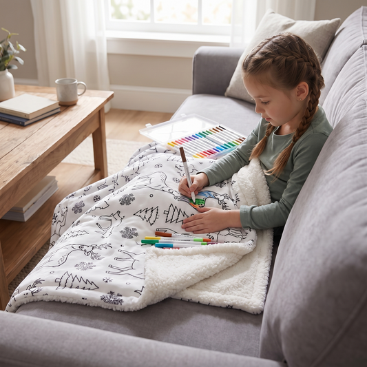 Colour Your Own Double Layer Sherpa Blanket