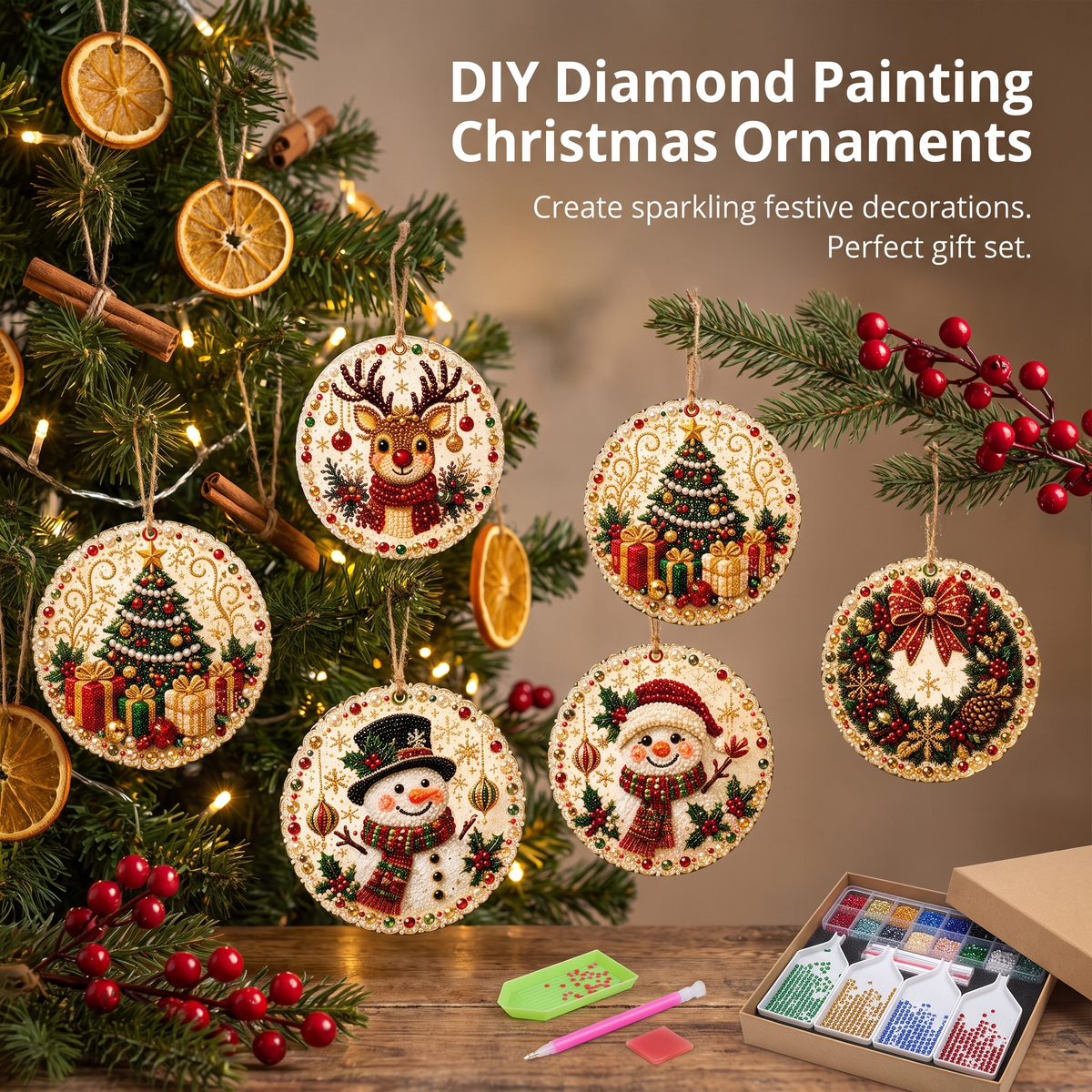 DIY Christmas Diamond Painting Ornament Kit