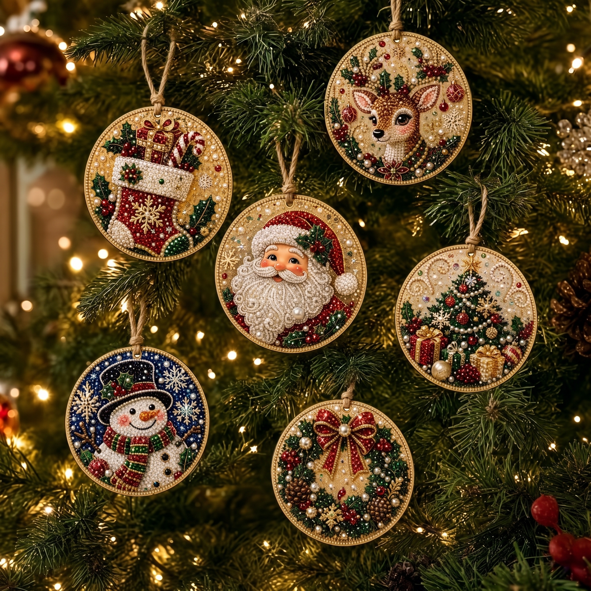 DIY Christmas Diamond Painting Ornament Kit