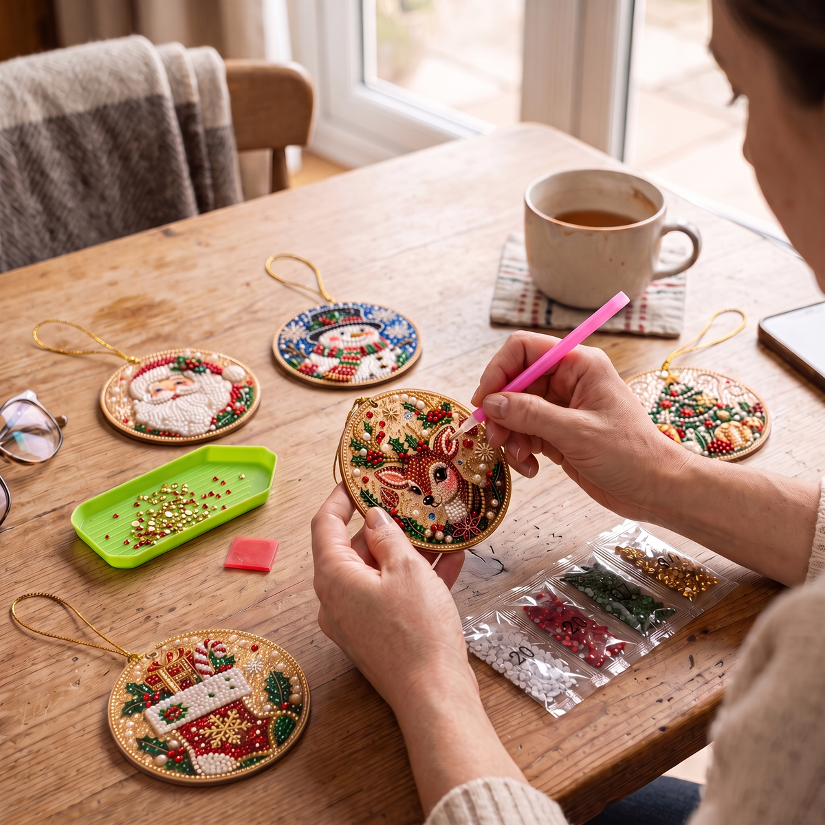DIY Christmas Diamond Painting Ornament Kit